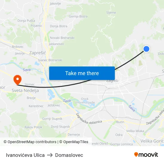 Ivanovićeva Ulica to Domaslovec map