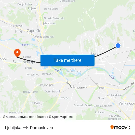 Ljubijska to Domaslovec map