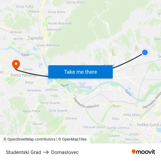 Studentski Grad to Domaslovec map