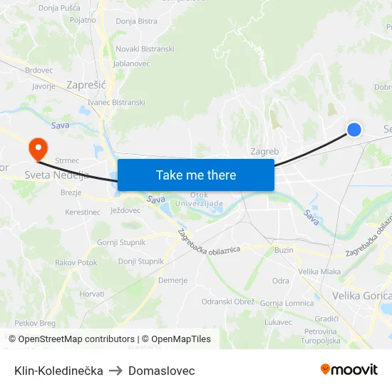 Klin-Koledinečka to Domaslovec map