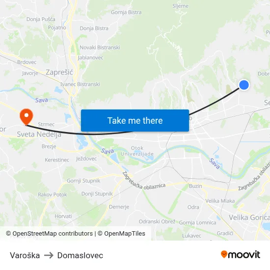 Varoška to Domaslovec map