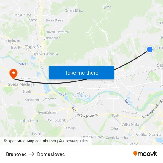 Branovec to Domaslovec map