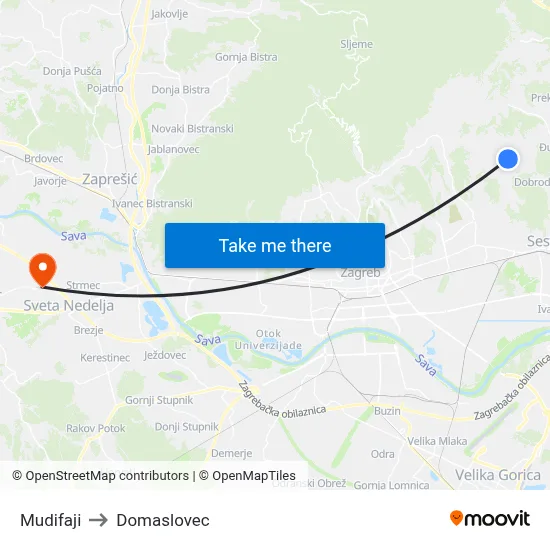 Mudifaji to Domaslovec map
