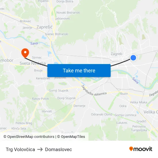 Trg Volovčica to Domaslovec map