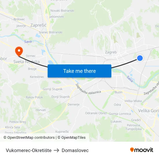 Vukomerec-Okretište to Domaslovec map