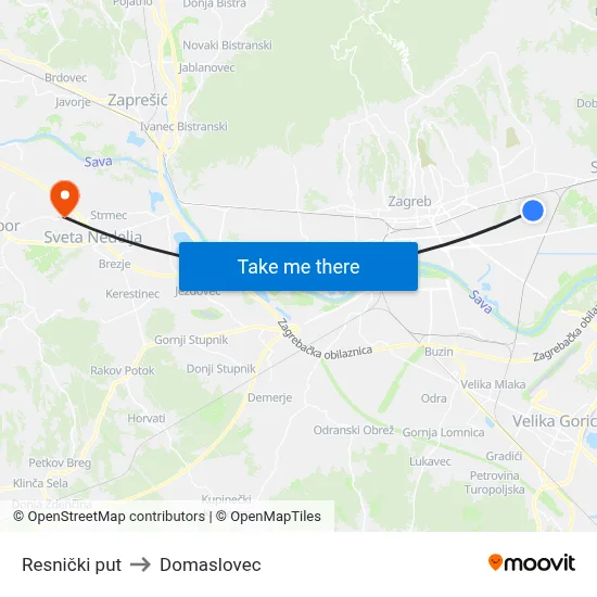 Resnički put to Domaslovec map
