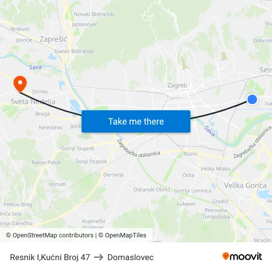 Resnik I,Kućni Broj 47 to Domaslovec map
