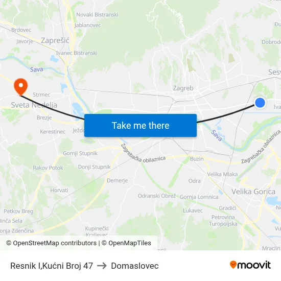 Resnik I,Kućni Broj 47 to Domaslovec map