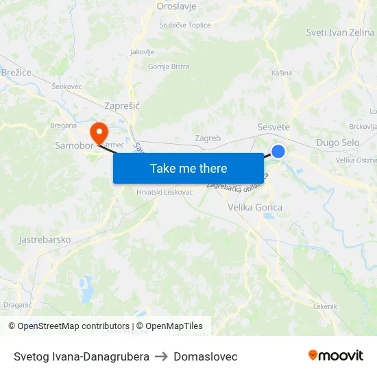 Svetog Ivana-Danagrubera to Domaslovec map