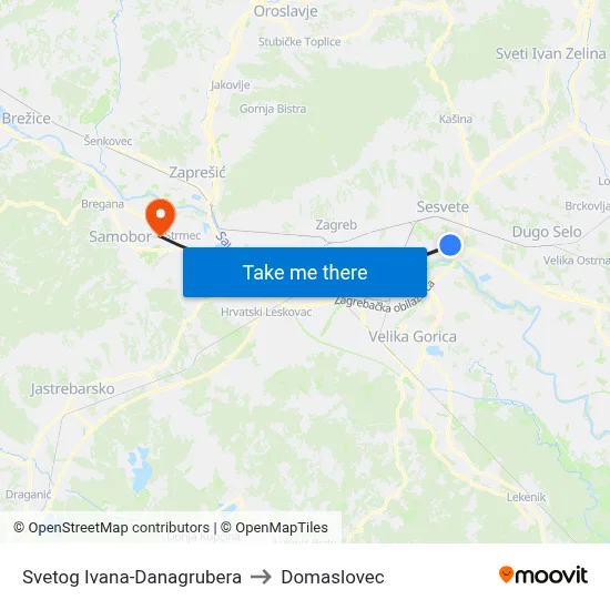 Svetog Ivana-Danagrubera to Domaslovec map