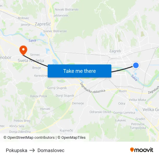Pokupska to Domaslovec map