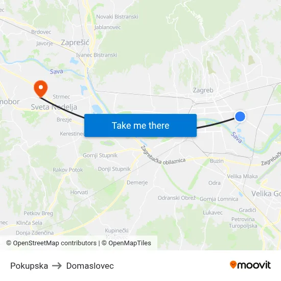 Pokupska to Domaslovec map