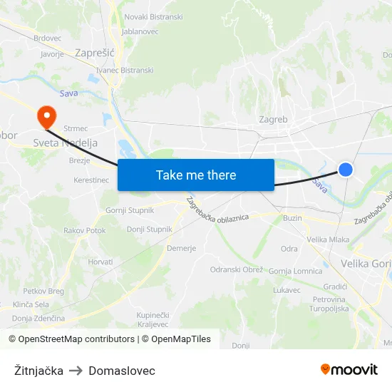 Žitnjačka to Domaslovec map