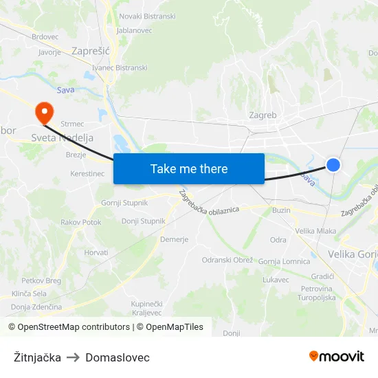 Žitnjačka to Domaslovec map