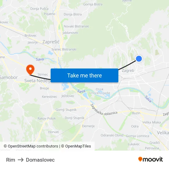 Rim to Domaslovec map