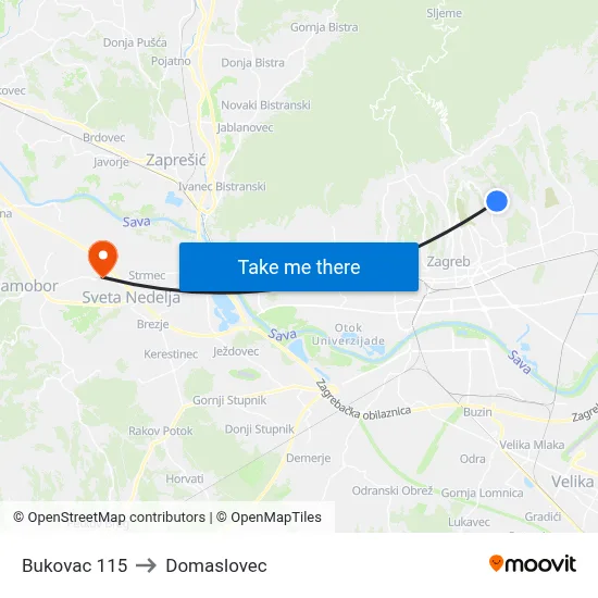 Bukovac 115 to Domaslovec map