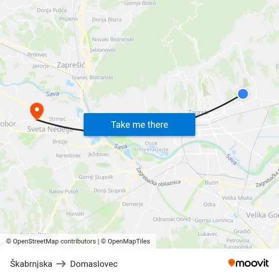 Škabrnjska to Domaslovec map