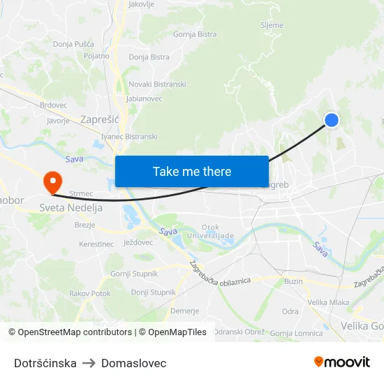 Dotršćinska to Domaslovec map