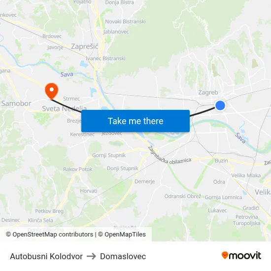 Autobusni Kolodvor to Domaslovec map