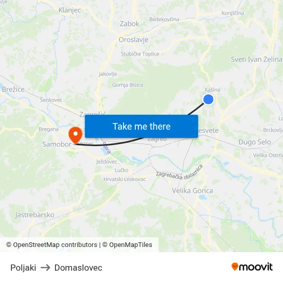 Poljaki to Domaslovec map