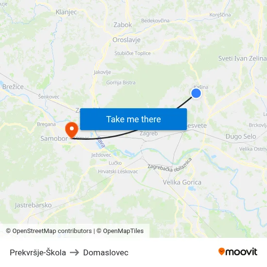 Prekvršje-Škola to Domaslovec map