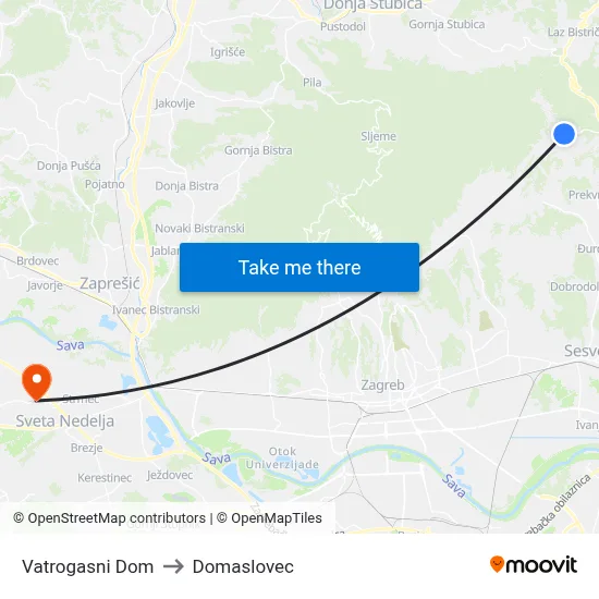 Vatrogasni Dom to Domaslovec map