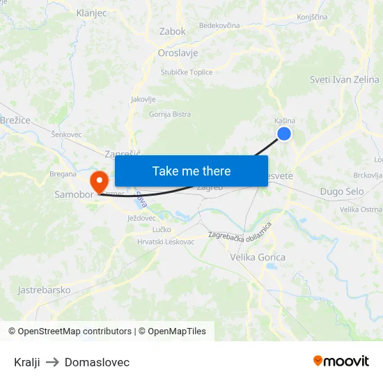 Kralji to Domaslovec map