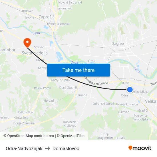 Odra-Nadvožnjak to Domaslovec map