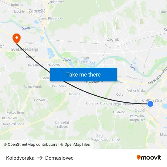 Kolodvorska to Domaslovec map
