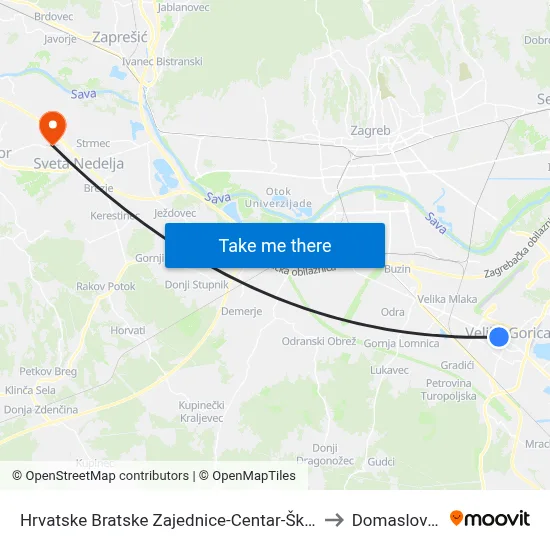 Hrvatske Bratske Zajednice-Centar-Škola to Domaslovec map