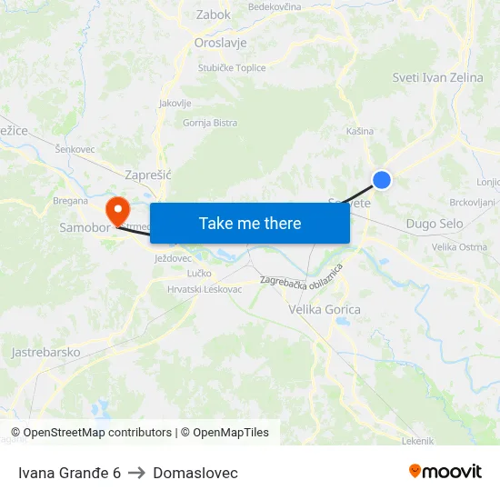 Ivana Granđe 6 to Domaslovec map