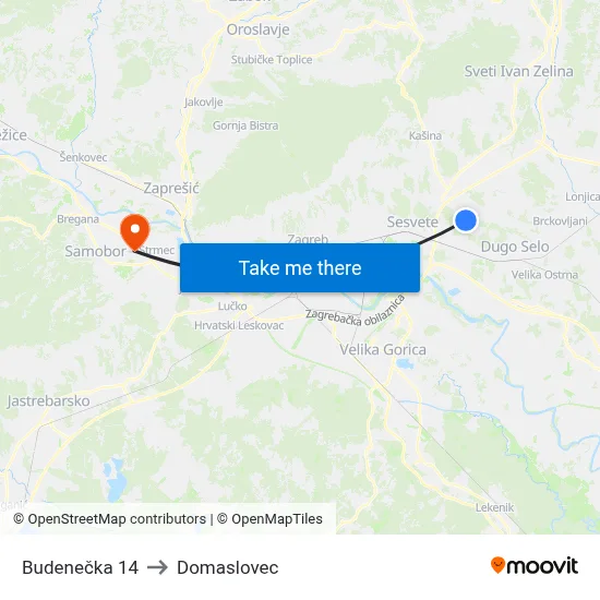 Budenečka 14 to Domaslovec map