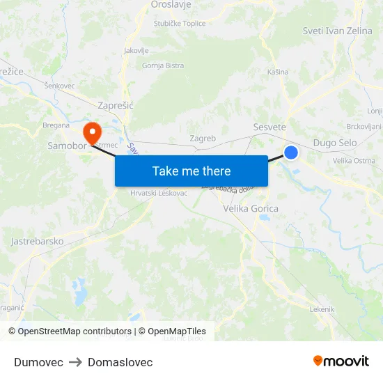 Dumovec to Domaslovec map