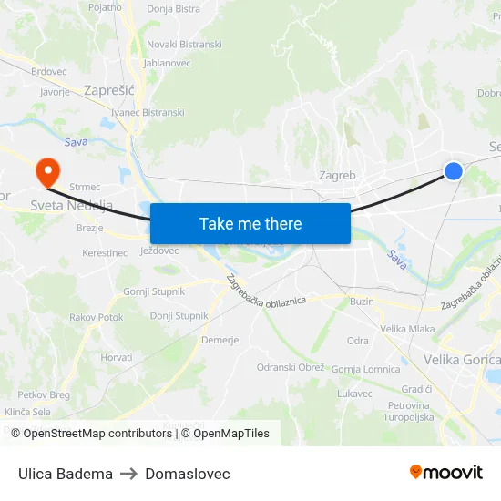 Ulica Badema to Domaslovec map