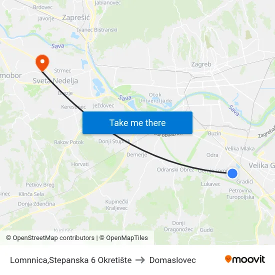 Lomnnica,Stepanska 6 Okretište to Domaslovec map