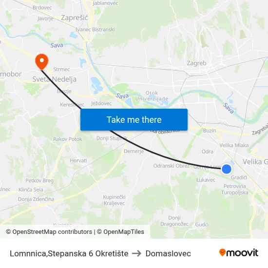 Lomnnica,Stepanska 6 Okretište to Domaslovec map