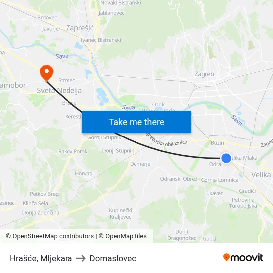 Hrašće, Mljekara to Domaslovec map