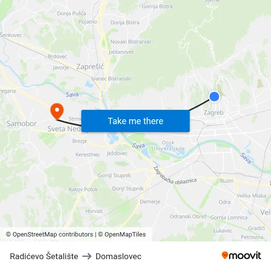 Radićevo Šetalište to Domaslovec map