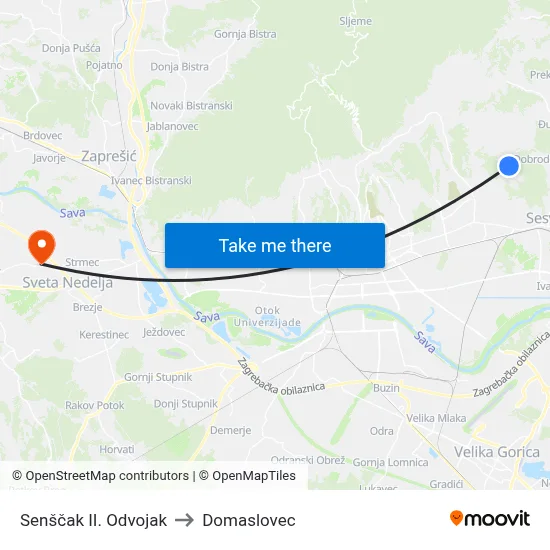 Senščak II. Odvojak to Domaslovec map