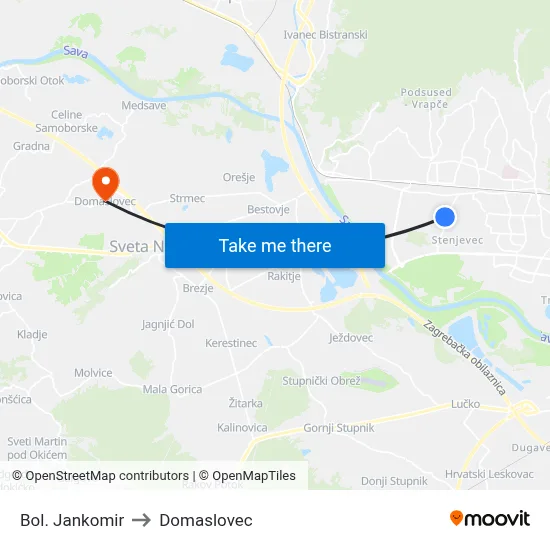 Bol. Jankomir to Domaslovec map