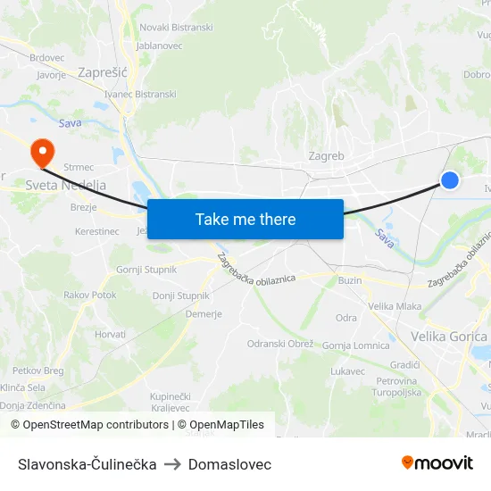 Slavonska-Čulinečka to Domaslovec map