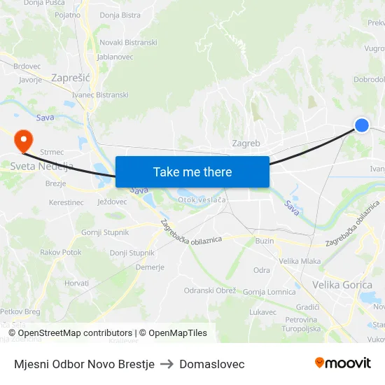 Mjesni Odbor Novo Brestje to Domaslovec map