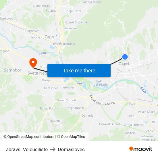 Zdravs. Veleučilište to Domaslovec map