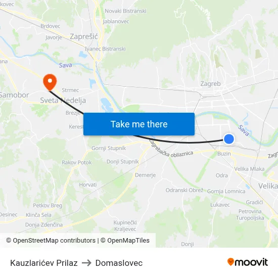 Kauzlarićev Prilaz to Domaslovec map