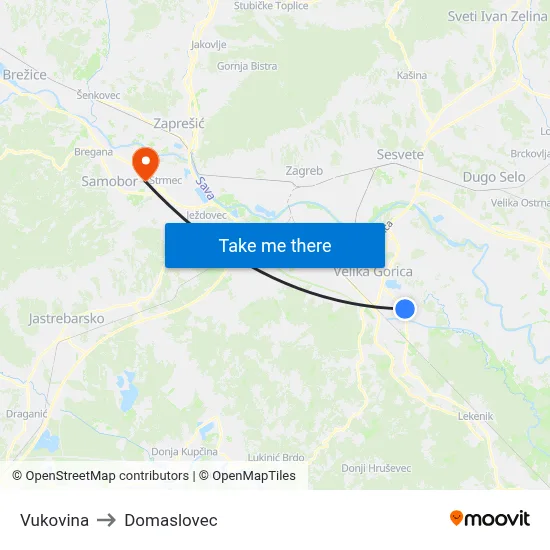 Vukovina to Domaslovec map