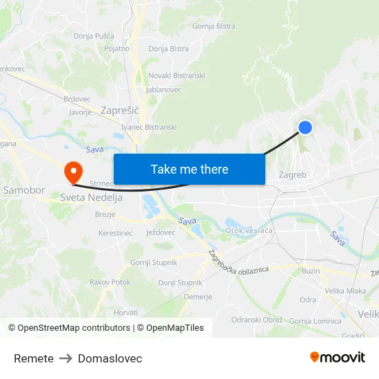 Remete to Domaslovec map