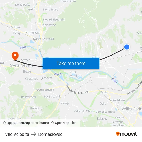 Vile Velebita to Domaslovec map