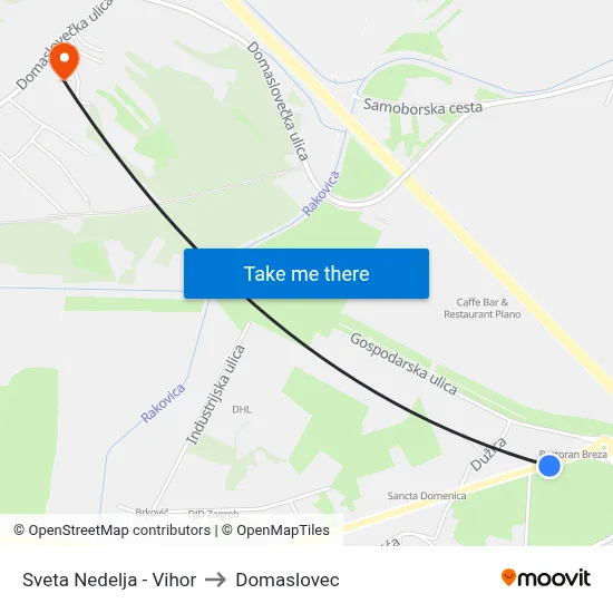 Sveta Nedelja - Vihor to Domaslovec map