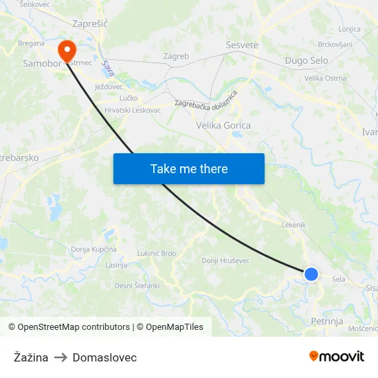 Žažina to Domaslovec map