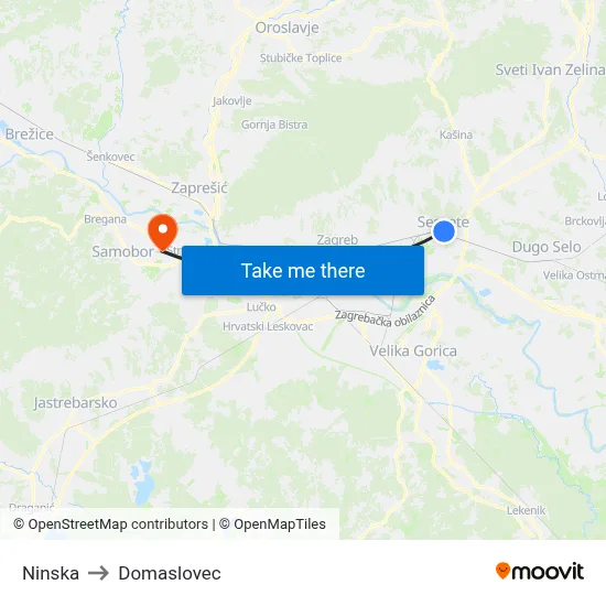 Ninska to Domaslovec map